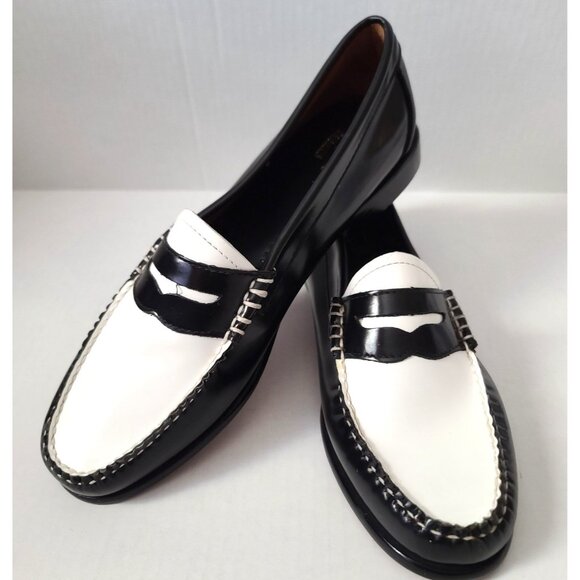 G.H. Bass & Co. Shoes - GH Bass Weejuns Whitney Penny Loafers Black White Leather Womens 9 M Preppy NWOB